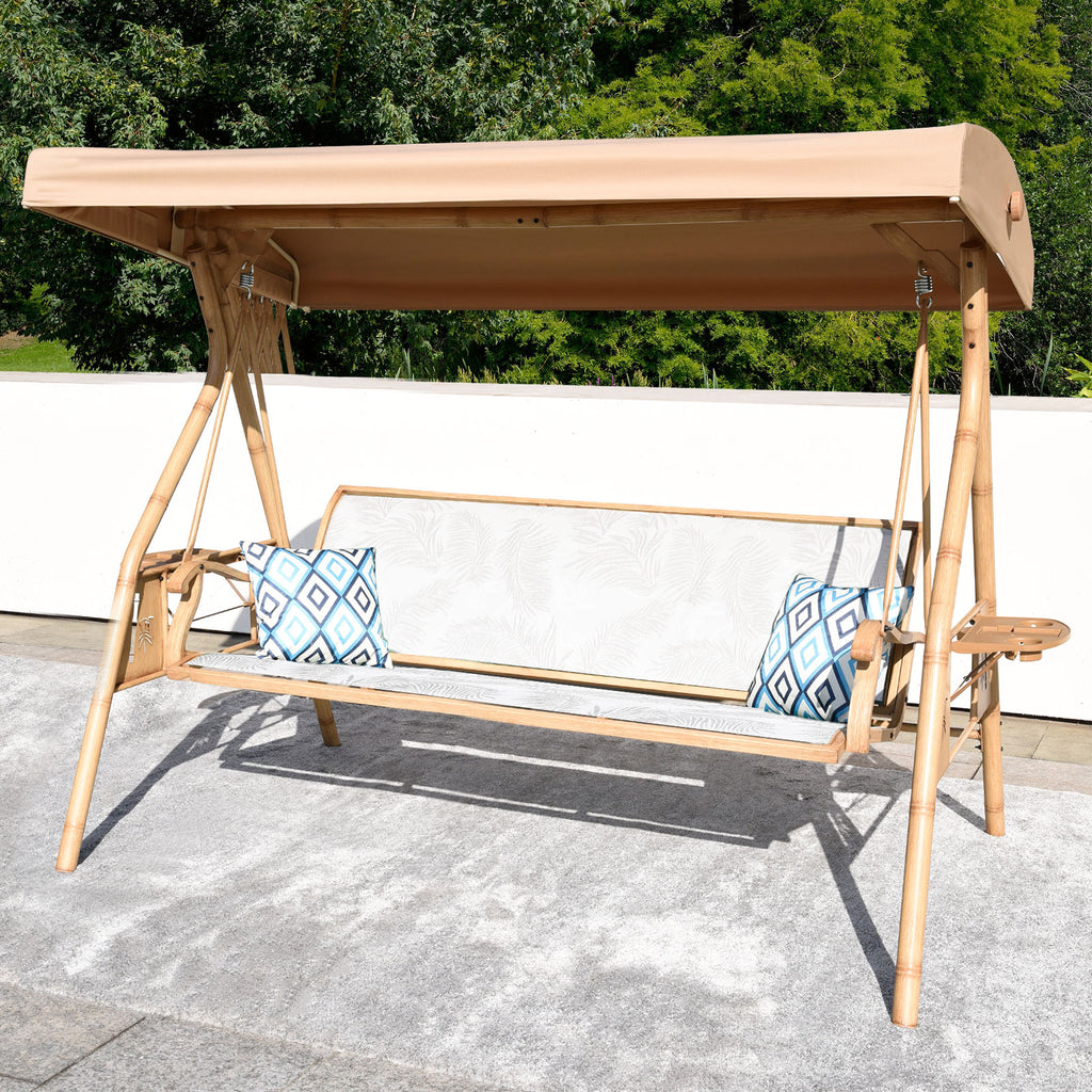 8005 ZZW 3 Seat Porch Swing with Stand and Adjustable Canopy