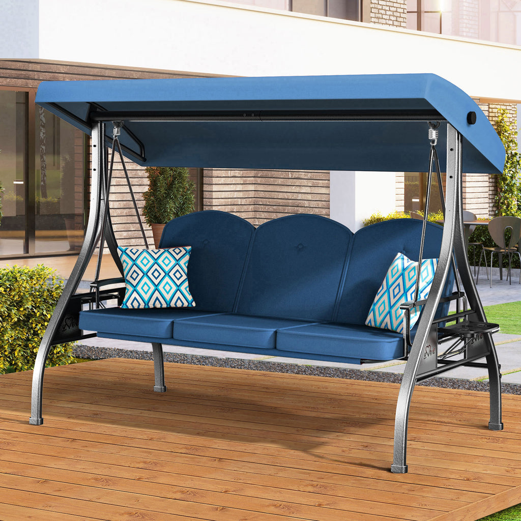 ZZW Outdoor Heavy Duty Porch Swings with Stand Adjustable Canopy