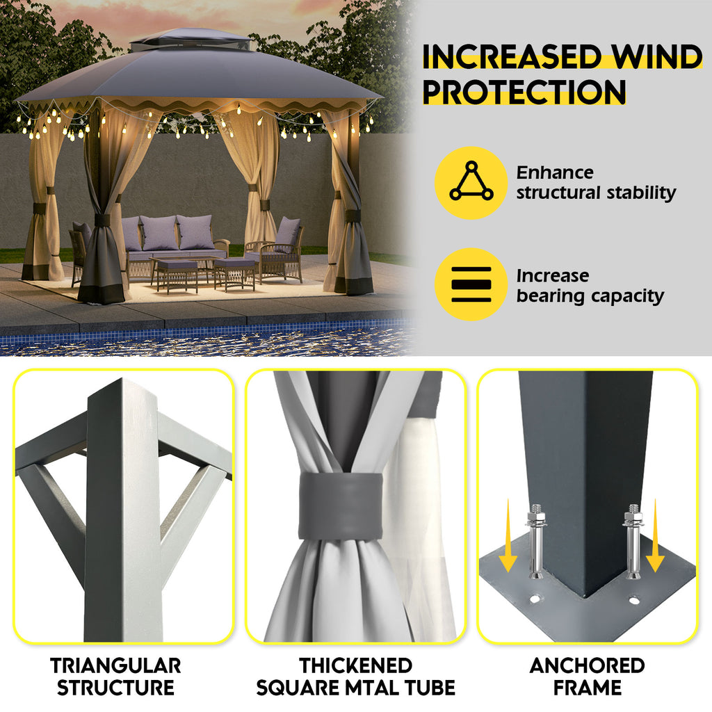 Outdoor Patio Gazebo 10×13 Durable Struction