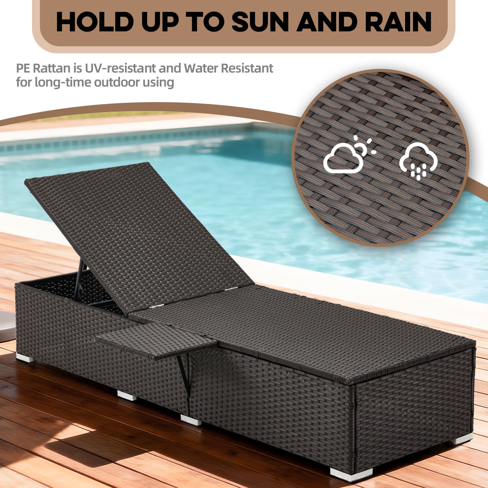 2 /4 Rattan Pool Outdoor Lounge Chaise with Adjustable Back – ZZWHOM E ...