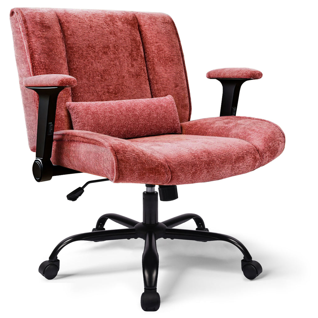 Red office chair with black base on a white background