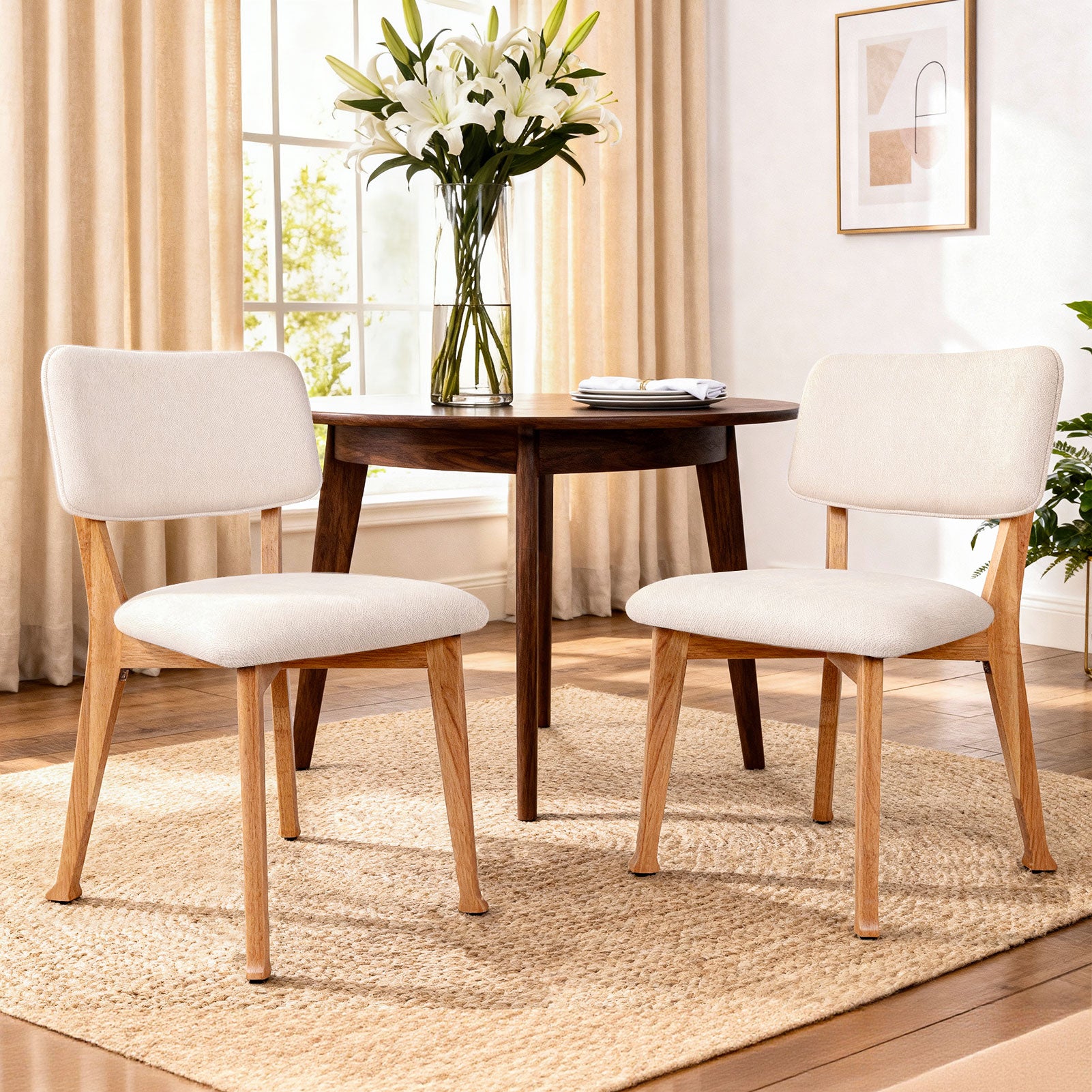 Set of 2/4/6 Mid-Century Modern Upholstered Wooden Dining Chairs