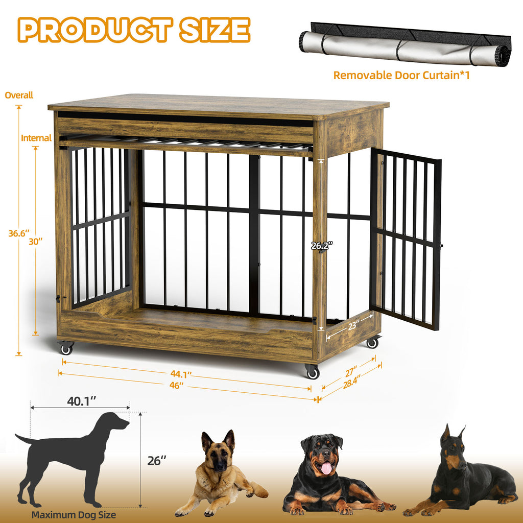 Suggestion


Wooden pet crate with dimensions and dog size illustrations on a white background