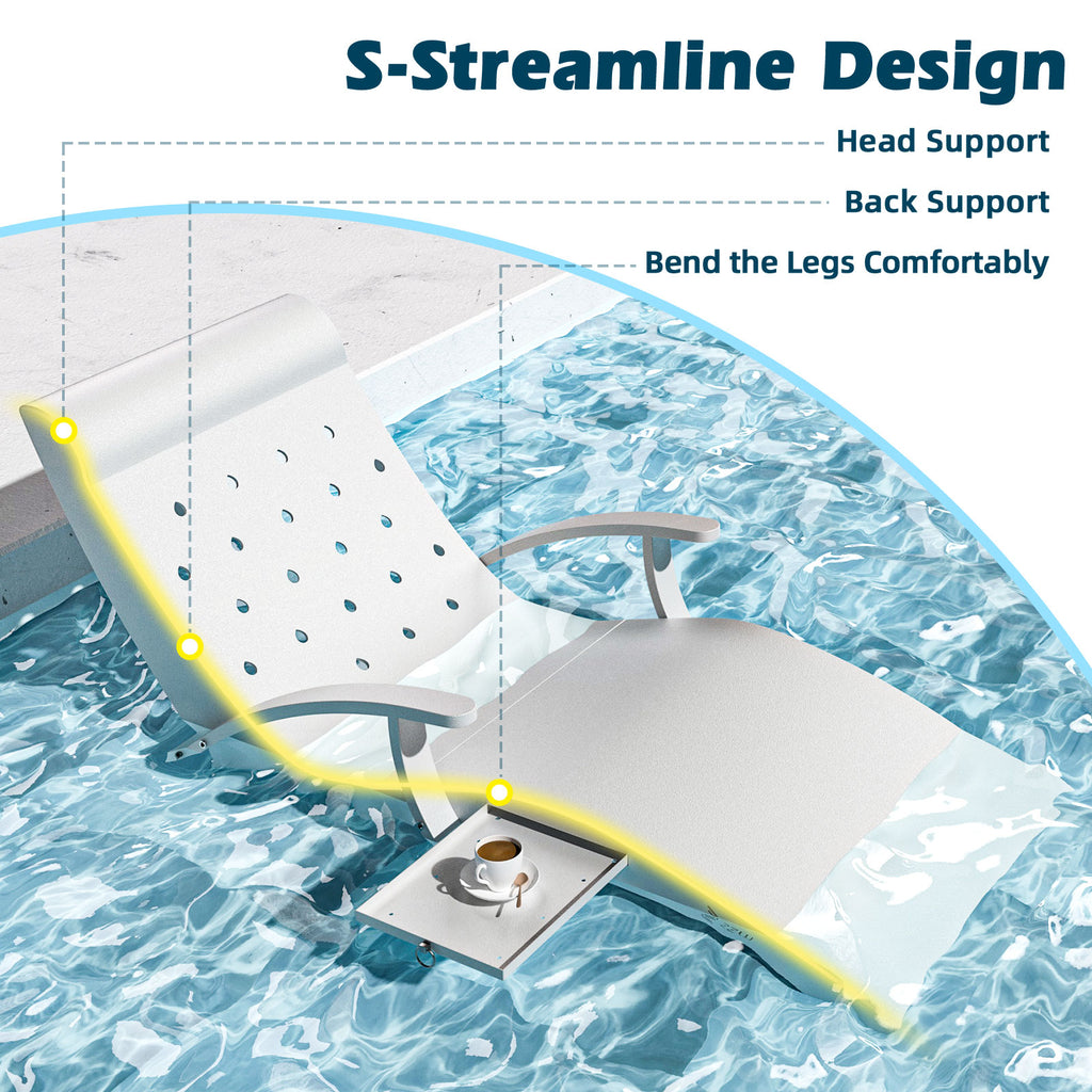 Swimming pool with a floating lounge chair labeled 'S-Streamline Design' on a white background.