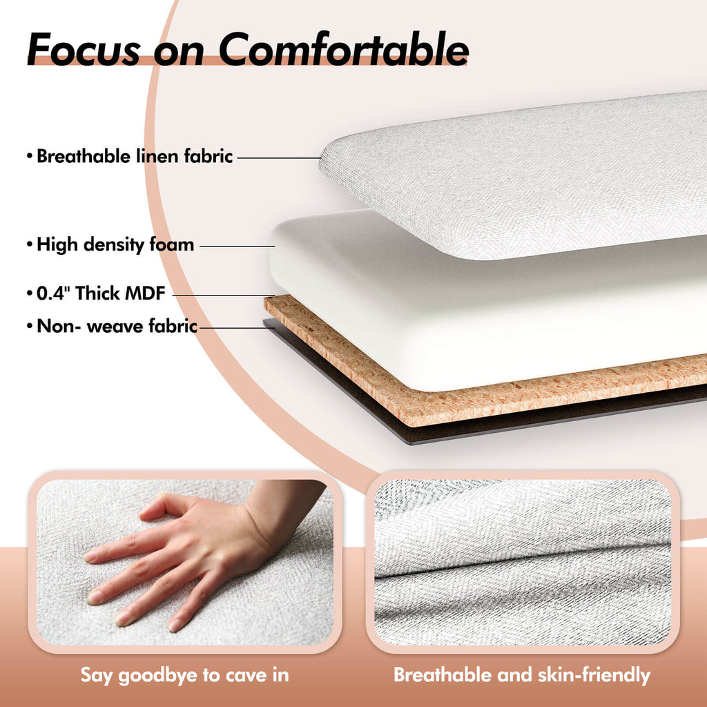 zzw_48.5''_Comfortable_material_Breathable_linen_fabric_High_density_Foam_0.4''_thick_Mdf_Non_Weave_fabric