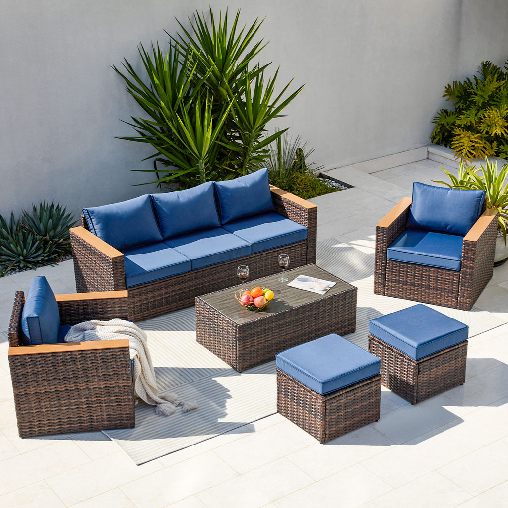 Zzw 6-Piece Patio Rattan Furniture Set