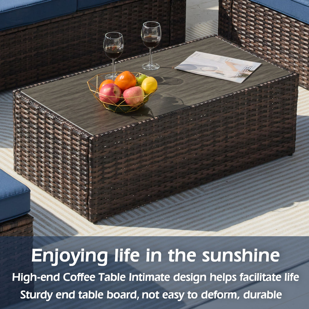 Zzw 6-Piece Patio Rattan Furniture Set  Durable Tabletop