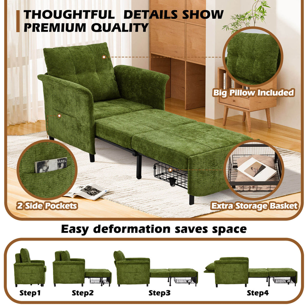 Zzw_79''_Sleeper_Sofa_bed_with_2_Big_Pocket