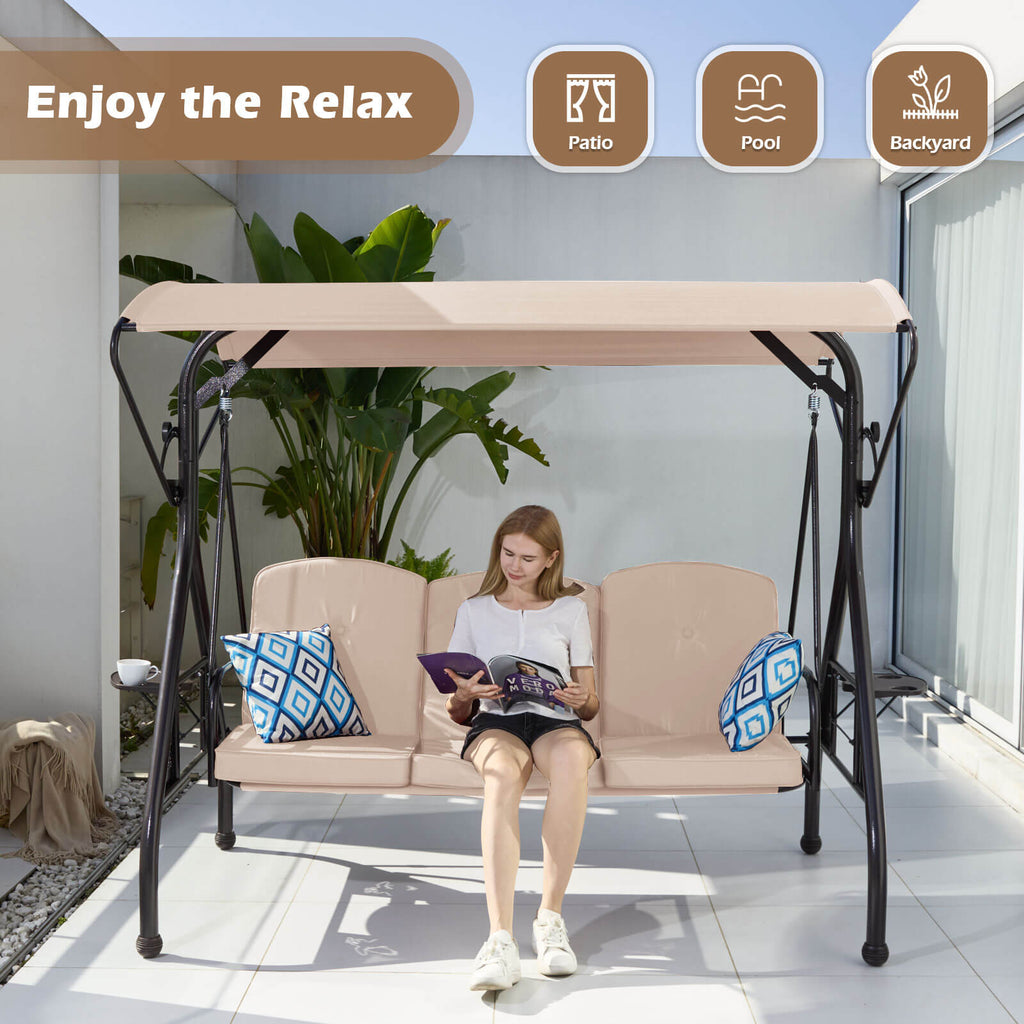 Zzw_8013_Porch_Swings_with_adjustable_Canopy_Beige_Enjoy_Relax