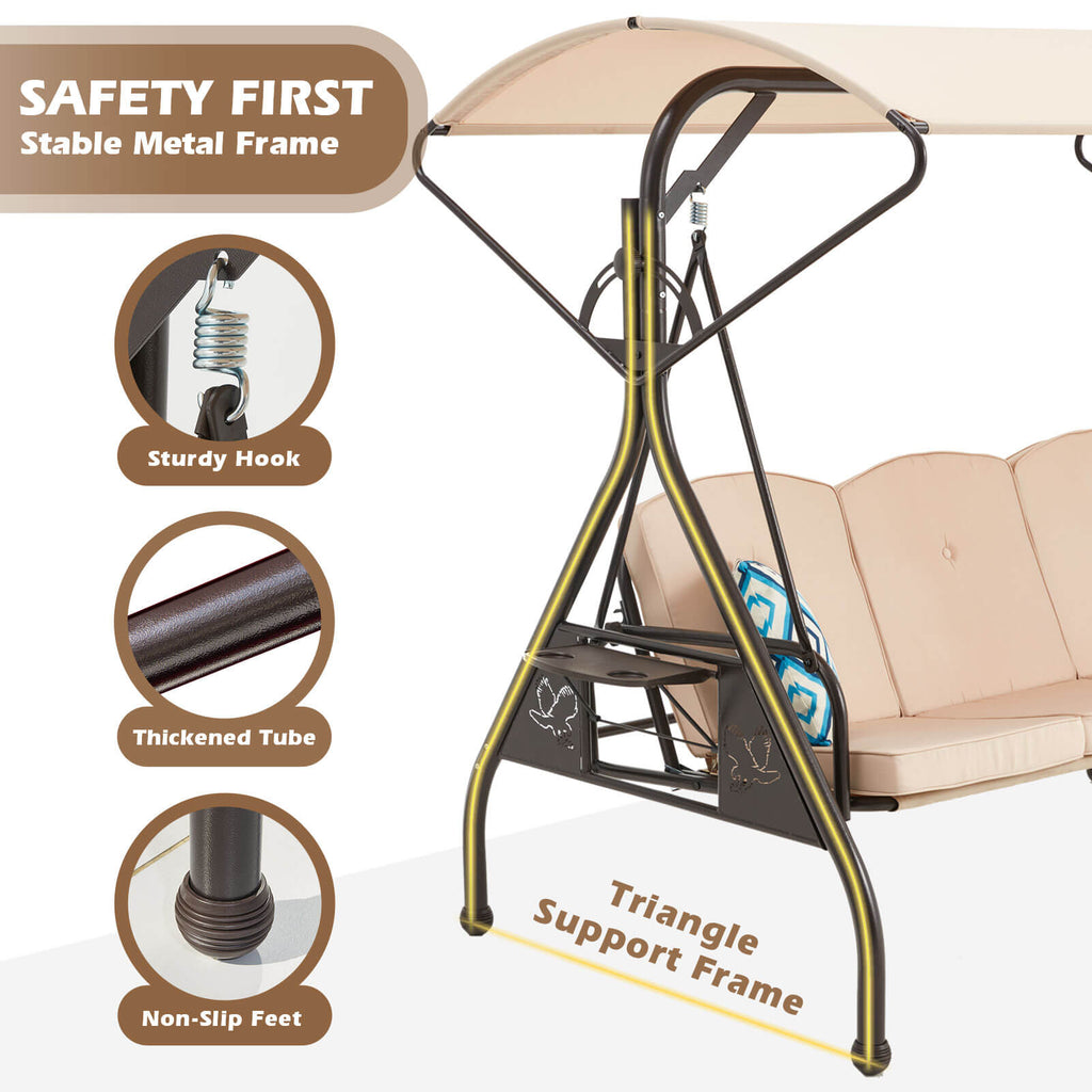 Zzw_8013_Porch_Swings_with_adjustable_Canopy_Beige_Stable_Metal_frame