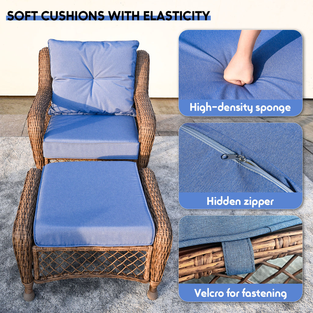 Zzw Luxury Original Rattan 6-Piece Outdoor Furniture Set More Comfy