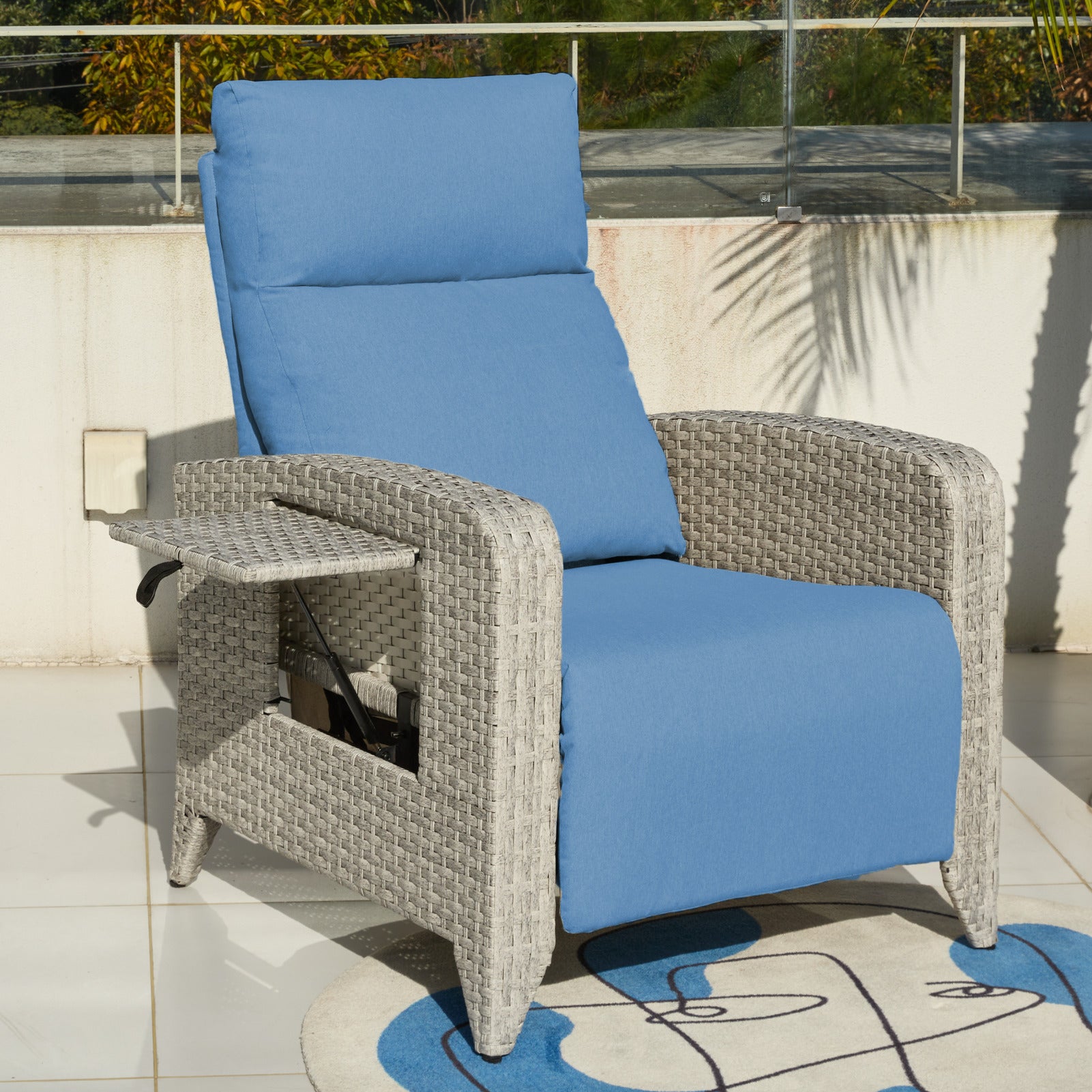 Zzw Rattan Reclining Patio Outdoor Chair with Cup Holder – ZZWHOM