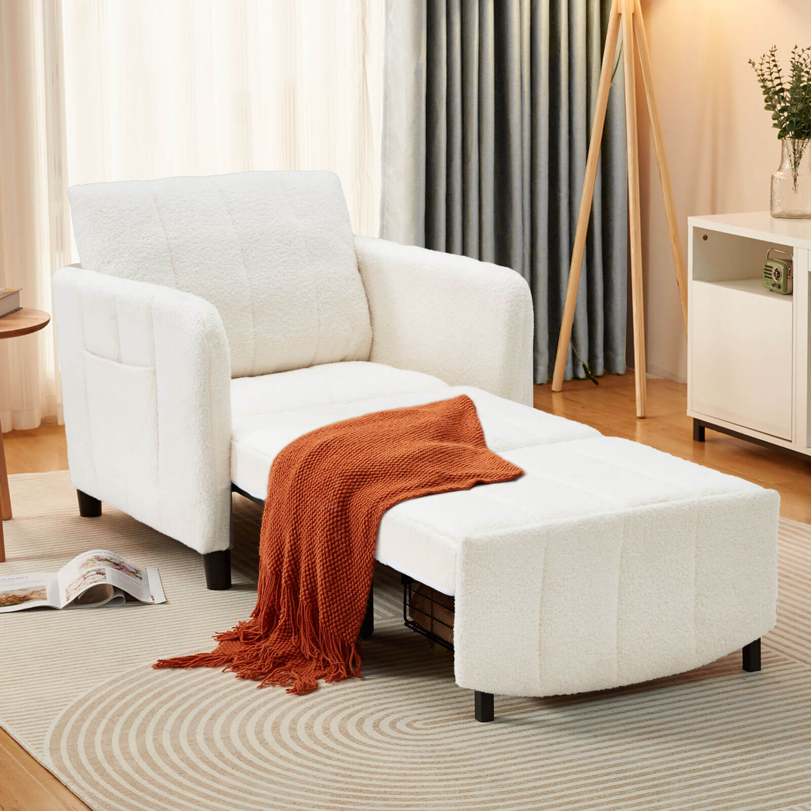 ZZW 84'' Extra Length Pullout Sleeper Sofa Beds with Storage
